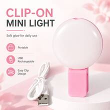 Mini Portable Clip-On Selfie Fill Light, Rechargeable LED Phone Light With 3-Level Brightness Adjustment, 150mAh Built-In Battery, 2-8H Long Battery Life, Flashlight Function, For Smartphone Photography, Video Recording, Vlog And Makeup Selfies - 彩色 - 查看 5