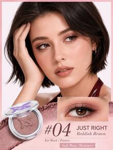ROCK SWEET Solid Color Multi-Function Eyeshadow, Long-Lasting Film-Forming, Natural Color Payoff, Glossy Finish - 04#Red Brown - View 2