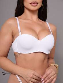 Strapless Bra With Reinforced Cups, Triple Closure, Smooth, Invisible, Seamless - 黑色,米色,白色和玫瑰色 - 查看 5