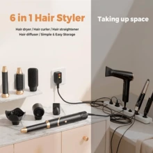 UKLISS 6-In-1 Hot Air Brush & Hair Dryer Set | 6 Detachable Replacement Heads + 3-Level Precise Temperature Control + Foldable Portable Design For Travel | Automatic Curling & Multi-Style Styling (Curled/Wavy/Straight/Voluminous) | Frizz-Free, Anti-Static, Long-Lasting Hold | Suitable For All Hair Types (Fine/Thick/Curly/Straight) | Ideal Gift (Valentine's Day/Easter/Carnival) | Suitable For Hair Salon/Home/Travel/Commute/Vacation/Party Multi-Scenario Use - Multicolor - View 5