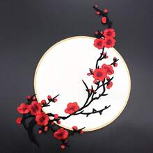 1pc Plum Blossom Embroidered Patch, Clothing Adhesive Patch, Garment Decoration Accessory, Pink Plum Blossom Fabric Patch, Exquisite Embroidered Decorative Patch, Suitable For Clothes, Bags, Handbags, Performance Costumes, Home Decor, With Heat-Activated Adhesive Backing, Iron-On Patch - One Size - View 8