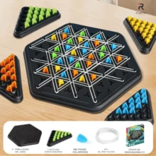 Jogo de Xadrez de Elástico Triângulo Jogo de Estratégia Brinquedo Geometria Cadeia Xadrez Puzzle Triângulo - Preto - Visão 2