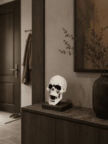3 piezas / 1 paquete Estatua de calavera de resina de estilo moderno y lindo para decoración de Halloween, decoración del hogar de otoño, decoración de oficina, accesorios de escritorio de oficina - Varios estilos - Ver 7