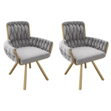 Grey Velvet Dining Chair Set Of 2 - Grey - View 5