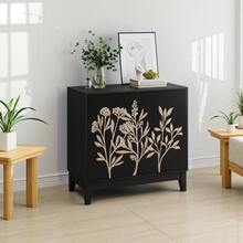 Vintage Sideboard Black 80cm - Adjustable Shelves, Decorative Sideboard With 2 Doors - 黑色 - 查看 7