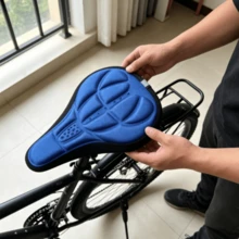 1pc Thickened Shock-Absorbing Mountain Bike Seat Cover, Outdoor Cycling Foam Cushion Cover With Reflective Strip Safety Seat Cover - Multicolor - View 1