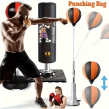 1 Set Indoor Boxing Reaction Ball, Upgraded Indoor Boxing Reaction Ball. Reinforced Fiber Leather Surface Standing Speed Ball - Provides Powerful Boxing And Fitness Training For Adults, Teens And Seniors. Adjustable Size For Reaction Training. Boxing Reflex Speed Ball, Adjustable Height Freestanding Punching Ball With Suction Cup Base, Home Gym Boxing Reaction Training Equipment, Standing Speed Ball With Strong Suction Cup, Suitable For Adult Boxing Training And Fitness. Comes With All-Terrain Suction Base, Equipped With Wrench And Air Pump - Multicolor - View 2