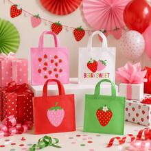 20 Pack Strawberry Party Favor Bags, 4 Designs 7.9 X 7.9 Inch Non-Woven Gift Tote Bags With Handles, Berry Sweet Bags For Birthday Party, Summer Party, Gift Wrapping - 20x20cm - View 5