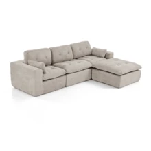 Goeurvant Modern Affordable Corner Sofa Modular Sofa Freely Combinable DIY 2 To 4 Seater Chenille Sofa Comfortable For Living Room Small Spaces,Light Grey - 淺灰色 - 查看 10