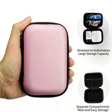 1pc EVA Earphone Storage Bag, Hard Shell Shockproof, Large Capacity Portable Data Cable Organizer, Suitable For Earphone Storage, Data Cable Storage, Desktop, Travel, Office, University, Gift For Students And Office Workers - Headphone Storage Bag - View 6