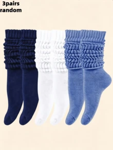 1/3/6/10 Pairs Unisex Multi-Color Knitted Mid-Calf Socks, Soft Slouch Socks For Autumn/Winter, European And American Casual Daily Wear - Multicolor - View 4
