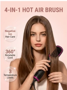 LEVIATECH 4-In-1 Hot Air Styling Brush, One-Step Heating Comb, Professional Straight & Curly Hair Styling Blowout Brush - Hot Pink - View 9