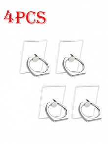 6pcs/5pcs/4pcs/3pcs/2pcs Dudukan Ponsel Transparan Kartun Lipat dengan Cincin Penahan, Bentuk Hewan, Bulat, Bunga - beraneka warna - View 28
