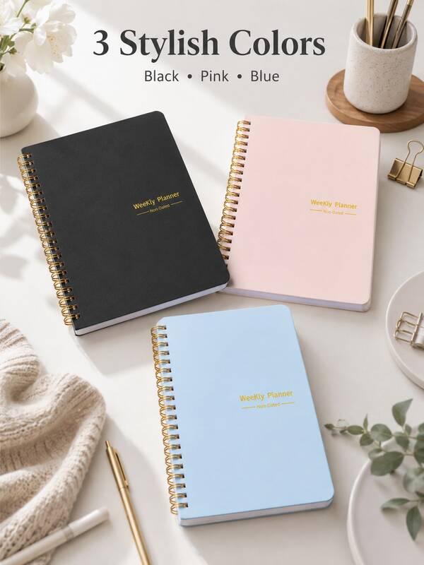 Trees Undated Weekly Planner Daily Schedule Spiral Bound Goal Planning Notebook With Habit Tracker, Women's Teacher's Day Gift, School Supplies, Minimalist, Spiral Notebook, Notebook, Planner, Holiday Gift, Birthday Gift