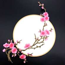 1pc Plum Blossom Embroidered Patch, Clothing Adhesive Patch, Garment Decoration Accessory, Pink Plum Blossom Fabric Patch, Exquisite Embroidered Decorative Patch, Suitable For Clothes, Bags, Handbags, Performance Costumes, Home Decor, With Heat-Activated Adhesive Backing, Iron-On Patch - One Size - View 7