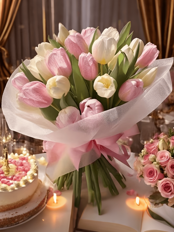 5/10 Bundles Artificial Tulips - 5 White + 5 Pink, Non-Fading Nordic Style Home Decor, Suitable For Anniversary And Party Decoration, Applicable For Wedding, Home Decor, Birthday Gift, Etc. Suitable For Living Room And Tabletop Decoration, Can Be Used For Home Decor, Wedding Decor, Applicable For Wedding, Engagement, Bride Birthday, Home, Office, Party, Etc., Also Can Be Used As Mother's Day Gift, Can Be Used Indoors And Outdoors