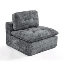 Goeurvant Modern Affordable Modular Sofa Sectional Sofa Freely Combinable DIY 2 To 4 Seater Chenille Sofa Comfortable For Living Room Small Spaces,Dark Grey - 深灰色 - 查看 11