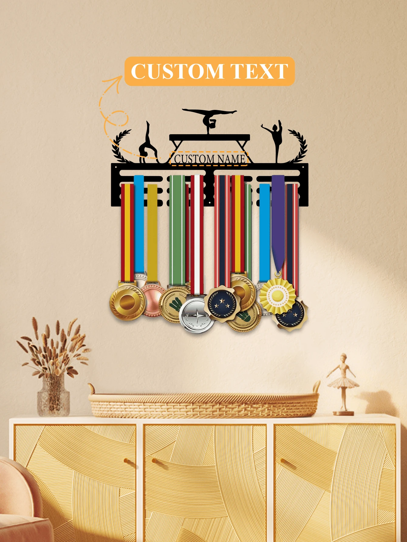 1pc Customized Metal Medal Display Rack Wall Art - Personalized Gymnastics, Running, Marathon, Football Competition Display - Ideal Valentine's Day, New Year, Graduation, Anniversary Gift For Sports Enthusiasts, Customized Award Supplies - Multicolor - View 1