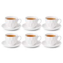 Porcelain Tea Cups And Saucers Set Of 6 White 180ml Tea Set With Gift Box - White - View 6