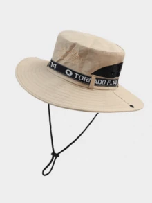 1 pieza Sombrero de cubo con bordado de montaña vintage, ala ancha, unisex, malla transpirable plegable, ala ajustable de doble uso con cordón a prueba de viento, sombrero de sol para verano, senderismo, trekking, pesca, camping y viajes - A - Ver 8