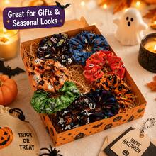 Halloween Hair Scrunchies - Cute Ghost, Pumpkin & Bat Print, Soft & Elastic, Back To School Accessory Gift - Multicolor - View 9