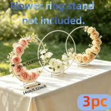 3pcs Metal Floral Hoop Stands, 30cm Round Wreath Centerpiece Frame With Base, Gold/Black/White 3-Color Circular Flower Holder, DIY Floral Display Rack, Suitable For Wedding Table Decor, Bridal Shower, Birthday Party, Banquet And Home Dining Table Decoration (Artificial Flowers Not Included) - 3pcs - View 2