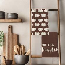 2件裝復古深棕色 Hello Pumpkin 白色南瓜圖案廚房毛巾，40*60cm 柔軟微纖維茶巾，適用於居家廚房、餐廳、戶外露營、桌面清潔、洗碗布、手巾配件，節日禮物 - 彩色 - 查看 7