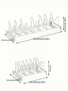 1pc Pot And Pan Storage Rack - Ultimate Kitchen Organizer, Space-Saving Expandable Shelf With Pot Lid Rack, Utensil Holder, Drain Rack And Removable Drawer, Create A Tidy Kitchen - White - View 14