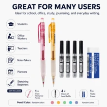 6PCS/SET Shake Mechanical Pencil Set, Random Color Pencils , 0.5mm, 0.7mm Or Mixed Size Stationery Set For Students, School, Office, Homework, Notes And Sketching - Multiple Styles - View 7