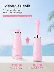Ultra-Lightweight Compact All-Weather Umbrella UV Protection & Rainproof 2-In-1, Mini 5-Fold,Retractable Handle Design,Foldable With Storage Bag, Suitable For School, Office, Outdoor, Garden, Travel Essential - A - View 3