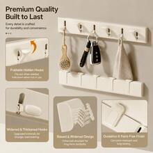 CASEGRACE 1pc Wall-Mounted Folding Coat & Hat Rack, Space Aluminum No-Drill Hidden Folding Hanging Bar, Suitable For Entryway Hat, Bag, Umbrella, Key Storage - Multicolor - View 6