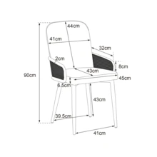 Dining Chair Set Velvet Grey - 6 Piece Set - 灰色 - 查看 5