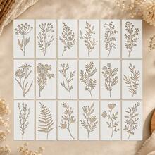 18 Pcs Wildflower Flower Fern Leaf Painting Stencils Reusable PET Plastic Templates For Wood Signs Wall Fabric Canvas DIY Crafts - Sets - View 9