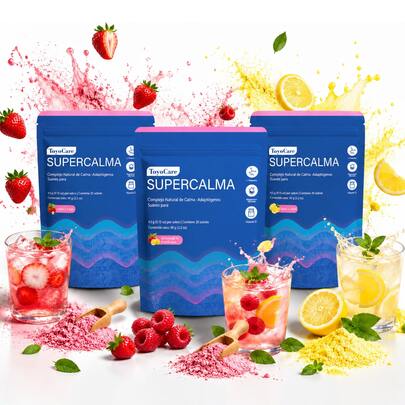ToyoCare SUPERCALMA Suplemento Alimenticio con Magnesio, L-Teanina y Vitamina D3, Fórmula Vegana Sin Gluten de Origen Natural, Apoyo para Equilibrio Emocional y Manejo del Estrés, Complemento Nutricional Diario en Sobres Portátiles, 20 Porciones, Promoción del Día de la Independencia