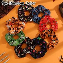 Halloween Hair Scrunchies - Cute Ghost, Pumpkin & Bat Print, Soft & Elastic, Back To School Accessory Gift - Multicolor - View 12
