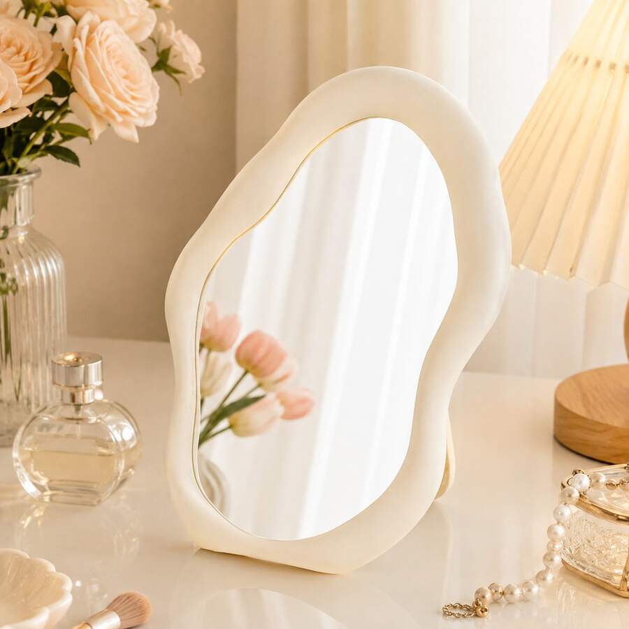 1pc Makeup Mirror, Desktop Standing Vanity Mirror, Student Dorm Room Makeup Mirror - Multicolor - View 1