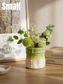 1 pieza Bolsa de jarrón con flores plisadas de lujo, adecuada para la decoración de la sala de estar con estilo Ins, jarrón multifuncional para flores secas y frescas, decoración del hogar S6ST - Bolsa de tela degradada negra - Ver 6