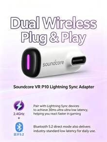 VR P10 Wireless Gaming Headset, Low Latency Bluetooth Earbuds, 2.4GHz + Bluetooth Dual-Mode Connection, Compatible With Switch/PS5/PS4/PC/VR, 30ms Ultra-Low Latency, Long Battery Life, White Gaming Headset - View 6