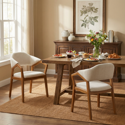 Beige Bent Wood Chair Fabric Teak