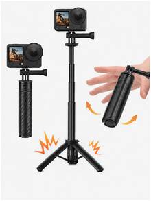 3-In-1 Quick Deployment Selfie Stick Tripod With 3-Prong Base And 1/4" Screw Adapter, 30cm Extendable Handle, Compatible With Osmo Action, Ace/Ace Pro, Suitable For Vlog, Travel, Selfie And Desktop Shooting - View 3