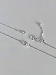 1pc S925 Sterling Silver Minimalist Thin Bracelet For Women, Low-Key Simple Adjustable Chain, Daily Commute Elegant Cold Ins Style Plain Chain, Delicate Accessory Suitable For Girls' Daily Wear - Round - View 7