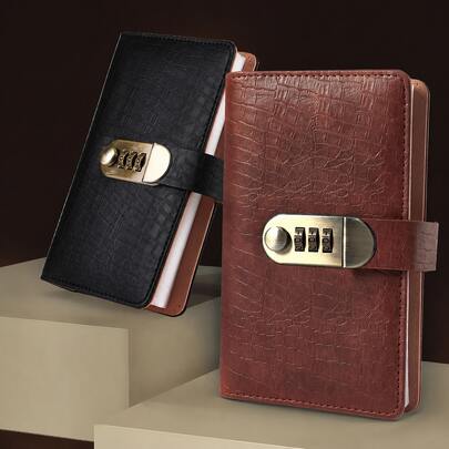 1PC Crocodile-Texture PU Leather Cash Stuffing Binder With Combination Lock, 50 Sheets/100 Pockets Budget Planner, Savings Challenge Money Organizer For Sinking Funds, Bills, Travel & Gifts