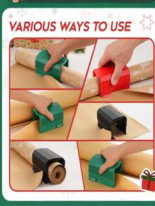 1/2pcs Wrapping Paper Cutter, Christmas Paper Roll Cutter, Sliding Paper Cutting Tool Set, Christmas Gift Wrapping Cutting Supplies For Making Birthday Gift Wrapping Rolls - Multicolor - View 7