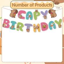 1 Set Capybara Birthday Party Decorations - Pink Capybara Birthday Party Banner Hanging Decor, Cute Animal Theme Decoration Supplies, Suitable For Capybara Lovers - Multicolor - View 9