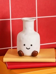 1件可愛卡通笑臉花瓶，白色可愛家居裝飾擺件，寵物造型花瓶 - 大聲笑臉 - 查看 8