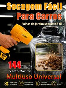 Kit Soprador de Ar Turbo Sem Fio MTG 21V 350W 30.000 RPM, Velocidade até 144 km/h, com 2 Baterias, Carregador e Maleta para Limpeza de Carros, Casa e Jardim - Amarelo - Visão 7