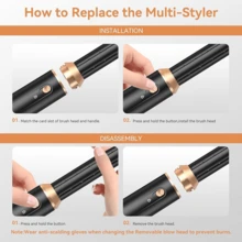 UKLISS 6-In-1 Hot Air Brush & Hair Dryer Set | 6 Detachable Replacement Heads + 3-Level Precise Temperature Control + Foldable Portable Design For Travel | Automatic Curling & Multi-Style Styling (Curled/Wavy/Straight/Voluminous) | Frizz-Free, Anti-Static, Long-Lasting Hold | Suitable For All Hair Types (Fine/Thick/Curly/Straight) | Ideal Gift (Valentine's Day/Easter/Carnival) | Suitable For Hair Salon/Home/Travel/Commute/Vacation/Party Multi-Scenario Use - Multicolor - View 4