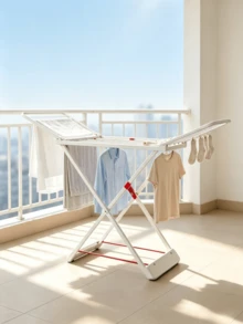 Extra-Large Capacity Clothes Drying Rack, Vertical And Foldable For Space Saving, Suitable For Balconies And Laundry Rooms With Foldable Side Wings, Sturdy And Durable; Foldable Clothes Horse, Movable Drying Rack And Clothes Hanging Rod - Multicolor - View 3