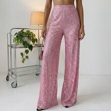 New European And American Style Women's Fashion Slim-Fit Casual Straight-Leg Pants With Colorful Sequins, Direct  On Halloween Costume Women - Grey Stock - View 9
