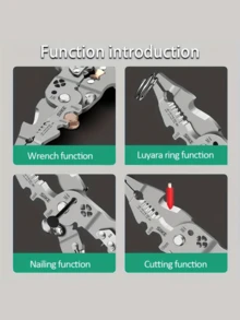 1pc Heavy Duty Foldable Electrician Wire Stripper & Crimper - Made Of High Carbon Steel, Suitable For Various Electrical Tasks, Precise Stripping And Crimping, Durable And Long-Lasting, Designed For Professional Electricians, Combines Wire Stripper And Crimper In One, Heavy Duty Industrial Wire Stripper With Crimping, Cutting And Twisting Functions - All-In-One Structure, Foldable Design, Ergonomic Grip - Suitable For Electrical, Plumbing, Electrical Work All-In-One Tool, Precise And Durable, Professional Choice - B - View 9
